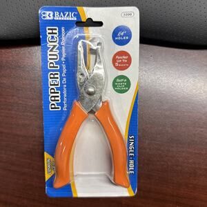 NEW Orange Round Shape Single Paper Hole Punch 1/4" Inch Diameter Holes 5 Sheets